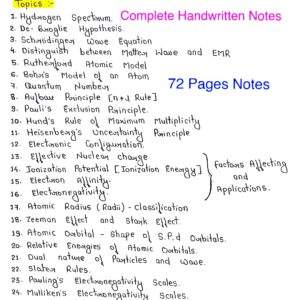 [ ATOMIC STRUCTURE AND PERIODIC PROPERTIES ] Handwritten Notes