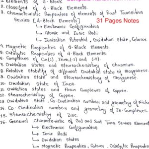 [ D-BLOCK ELEMENTS ] Chemistry Of Transition Series Elements - Handwritten Notes