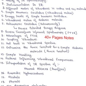 INFRARED SPECTROSCOPY (Vibrational Spectroscopy)- Spectroscopy, Handwritten Notes