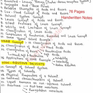 [ ACIDS-BASES AND NON-AQUEOUS SOLVENTS ] Inorganic Chemistry | Handwritten Notes.