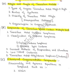 [ ALKYLS AND ARYLS OF TRANSITION METALS & FLUXIONAL ORGANOMETALLIC COMPOUNDS ]- Handwritten Notes
