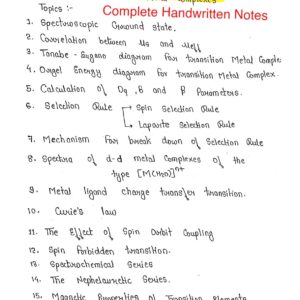 [ ELECTRONIC SPECTRA AND MAGNETIC PROPERTIES OF TRANSITION METAL COMPLEXES ] -Inorganic Chemistry Notes