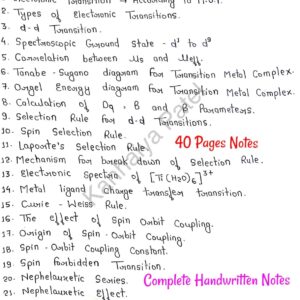 [ ELECTRONIC SPECTRA OF TRANSITION METAL COMPLEXES ]- Inorganic Chemistry | Handwritten Notes