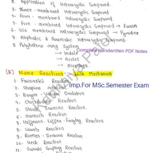 [ HETEROCYCLIC CHEMISTRY & NAME REACTION ] - Complete Handwritten Notes