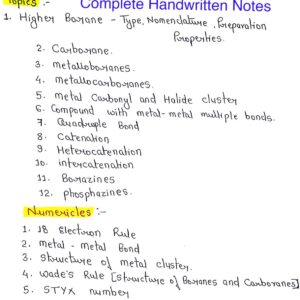 [ METAL CLUSTER /CHAIN /RINGS ]- Inorganic Chemistry Handwritten Notes