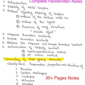 [ METAL-LIGAND EQUILIBRA IN SOLUTION ]- Inorganic Chemistry Notes.