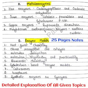 [  METALLO-ENZYMES & ENZYME MODEL   ]- Complete Handwritten Notes