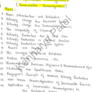 [ NON-EQUILIBRIUM THERMODYNAMICS ]- Physical Chemistry Complete Handwritten Notes