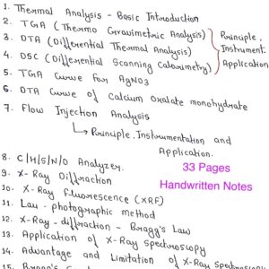 [ THERMAL AND X-RAY DIFFRACTION METHODS ]- Analytical Chemistry,Handwritten Notes