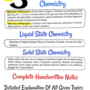 [ GASEOUS STATE, LIQUID STATE AND SOLID STATE CHEMISTRY ] BSc.2nd Sem.Unit-3 - Complete Handwritten Notes
