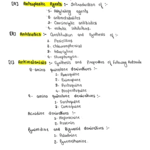 [ ANTEOPLASTIC AGENTS /ANTIBIOTICS/ANTIMALARIALS ]-Organic Chemistry | MSc.4th Sem.Notes