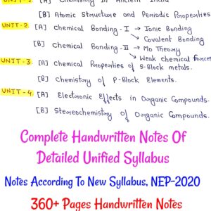 BSC.1ST SEMESTER COMPLETE NOTES [ Chemistry ] | Handwritten Notes | All 4 Units Notes In 1 PDF