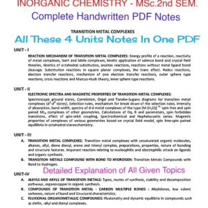 MSc.2nd Sem.-INORGANIC CHEMISTRY (All 4 Unit's Notes In One PDF ) Complete Handmade Notes.
