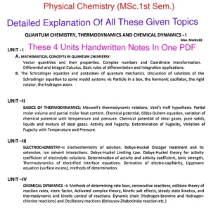 MSc.1st Sem.PHYSICAL CHEMISTRY_ Complete Handwritten Notes | All 4 Units. Notes in one PDF