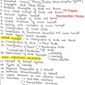 [ ACIDS-BASES AND NON-AQUEOUS SOLVENTS ] - Handwritten Notes.