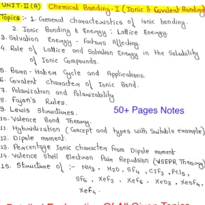 CHEMICAL BONDING -1( Ionic & Covalent )- BSc.1st Semester - Handwritten Notes