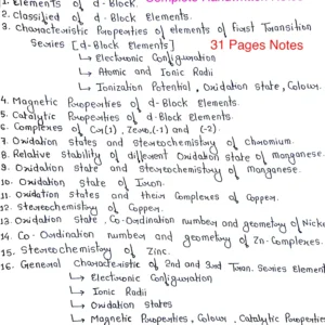 [ D-BLOCK ELEMENTS ] Chemistry Of Transition Series Elements - Handwritten Notes