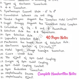 [ ELECTRONIC SPECTRA OF TRANSITION METAL COMPLEXES ] - Handwritten Notes