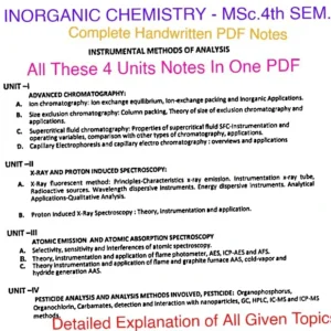 MSc.4th Sem.- INORGANIC CHEMISTRY (All 4 Unit's Notes In One PDF ) Complete Handmade Notes.