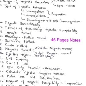 [ MAGNETIC PROPERTIES OF TRANSITION METAL COMPLEXES ] - Handwritten Notes