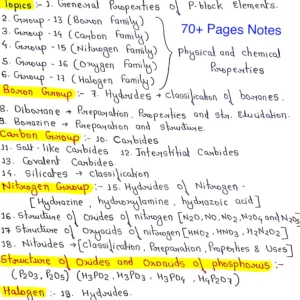 CHEMISTRY OF P-BLOCK ELEMENTS - BSc.1st Sem.- Handwritten Notes