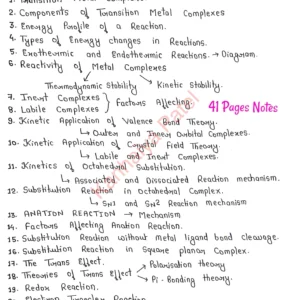 [ REACTION MECHANISM OF TRANSITION METAL COMPLEXES ] - Handwritten Notes