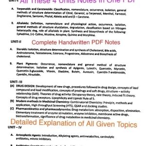 MSc.4th Sem.- ORGANIC CHEMISTRY (All 4 Unit's Notes In One PDF ) Complete Handmade Notes.