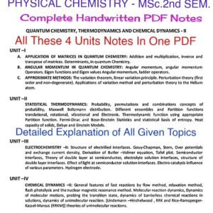 MSc.2nd Sem.-PHYSICAL CHEMISTRY (All 4 Unit's Notes In One PDF ) Complete Handmade Notes.